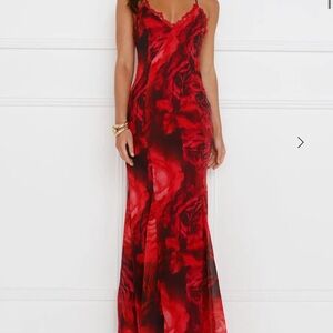 Hello Molly Red and Black Floral Maxi Dress